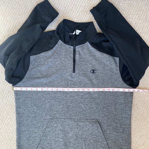 Champion sweatshirt performance Duofold Warm 1/4 zip gray black Large - Picture 8 of 12